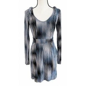BCBGeneration‎ Bodycon Mini Dress Small Blue Black Stripe Long Sleeve Stretch